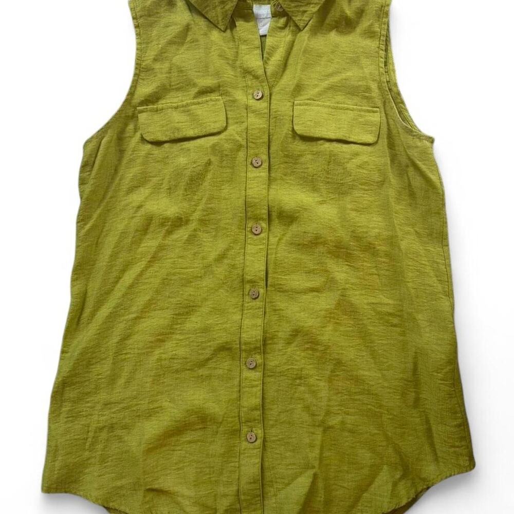 Lime Green Button Up Vest Top - Size: 0